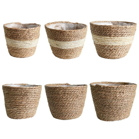 Woven Indoor Plant Pot Cover With Internal Plastic Lining (Sold Per Piece)